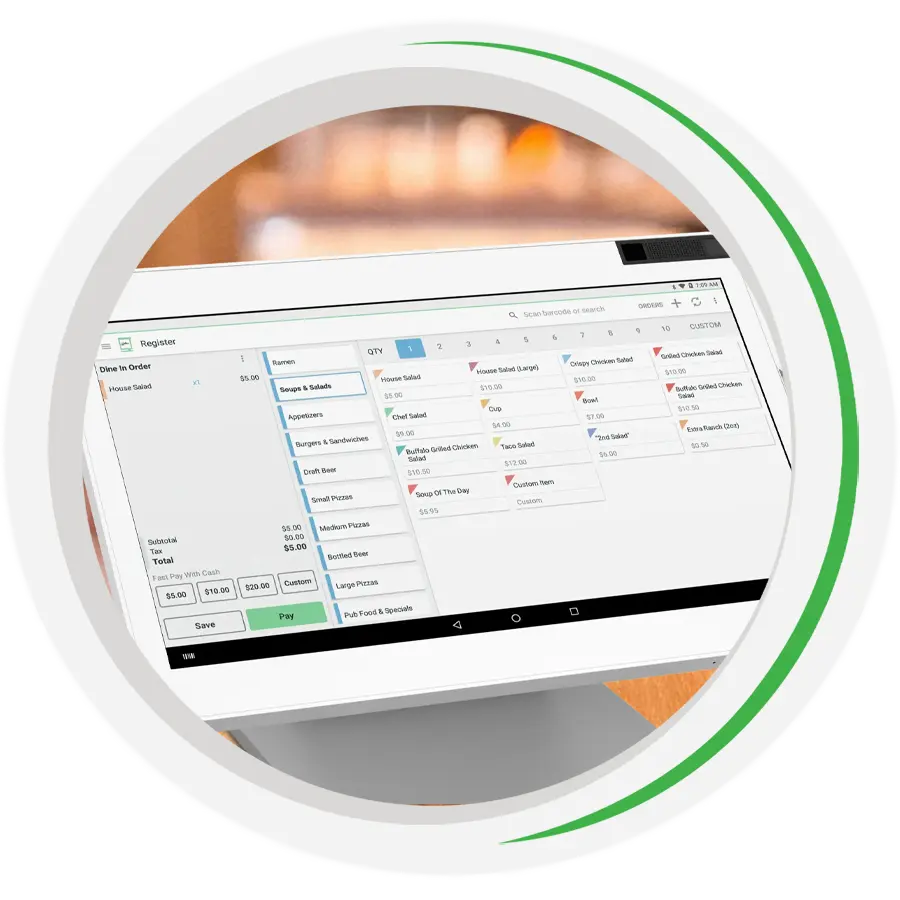The menu screen on a Clover Station solo.